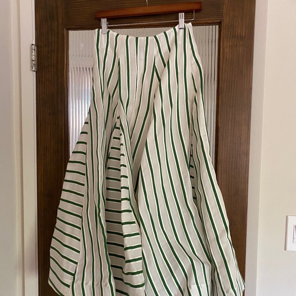 Rosie Assoulin Flouncy Skirt sz 6 Wool Silk Green Striped - Picture 6 of 6